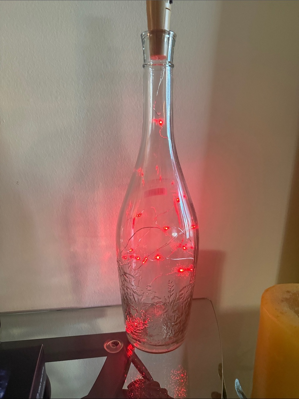 Clear Glass Bottle LED String Light Decor in Red